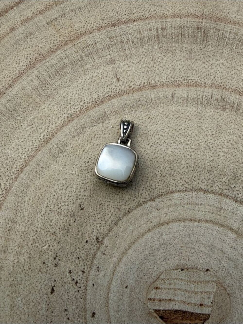 Sterling Silver 925 White Mother-of-Pearl and Turquoise Pendant Pendant Charm
